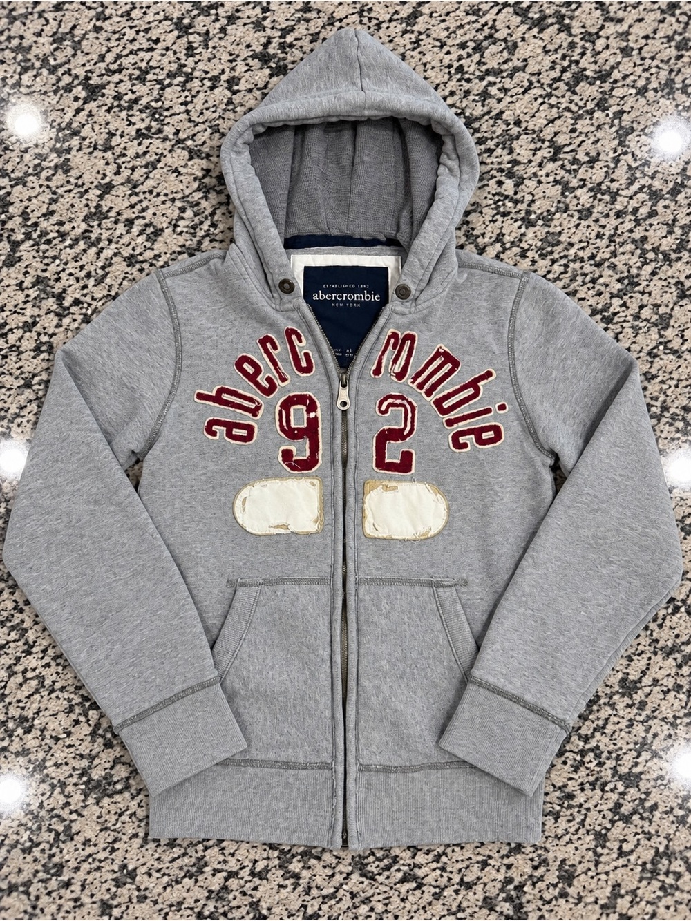 Abercrombie & Fitch Gray Men's Zip-Up Hoodie Sweater